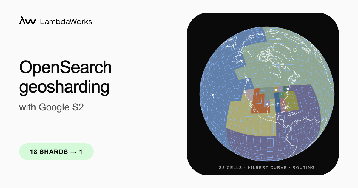 A globe divided into colorful S2 cells representing OpenSearch geoshards